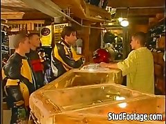 Hot gay sex scene in the garage