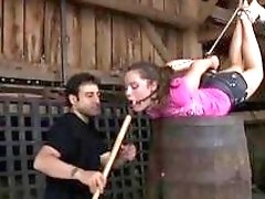 Bound slave girl gets her feet destroyed by master BDSM