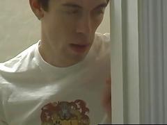 Gay movie Jesse Jacobs is peeping on Austin Parker as he showers and