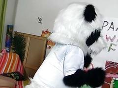 Passionate cutie fucks with big Panda