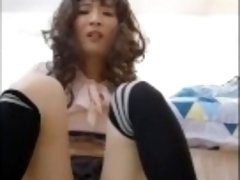 Asian Chinese crossdresser lady boy masturbation toy play