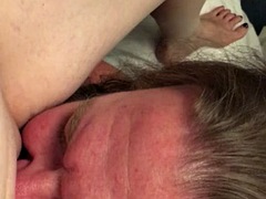 Mature boyfriend eating pussy. Loving and Sensual Couple