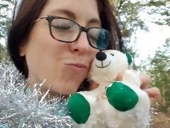 Winter Princess and Daddy Piss On A Teddy Bear In The Woods Together