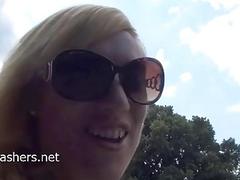 Blonde babe Axa Jays public flashing and outdoor e